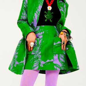 NWT Iris Apfel x H&M size 14 Jacquard-weave skirt purple and green.
